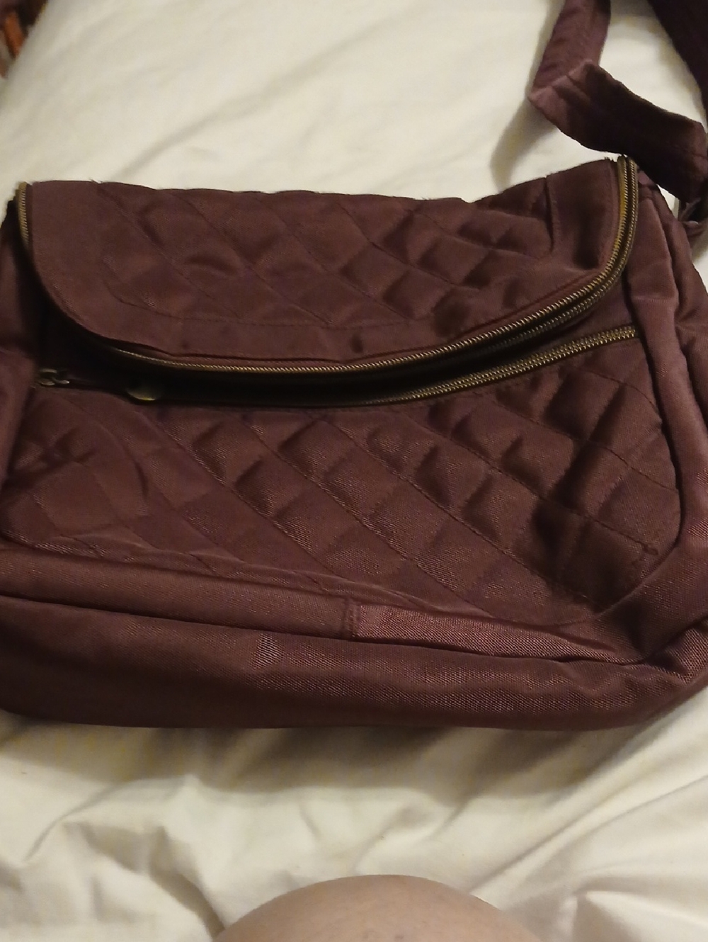 Travelon Quilted Crossbody Interior in Mauve with Gold Accents
